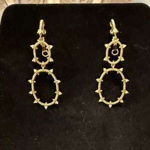 Judith Ripka gold clad with diamonique dangle earrings